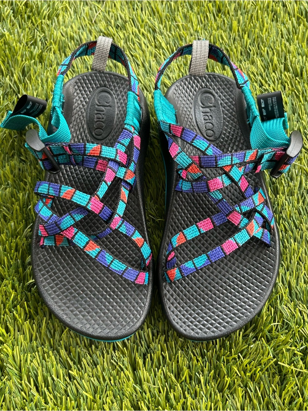 Chaco Kids' Colorblock Strap Sandals - Teal, Purple, Pink & Orange